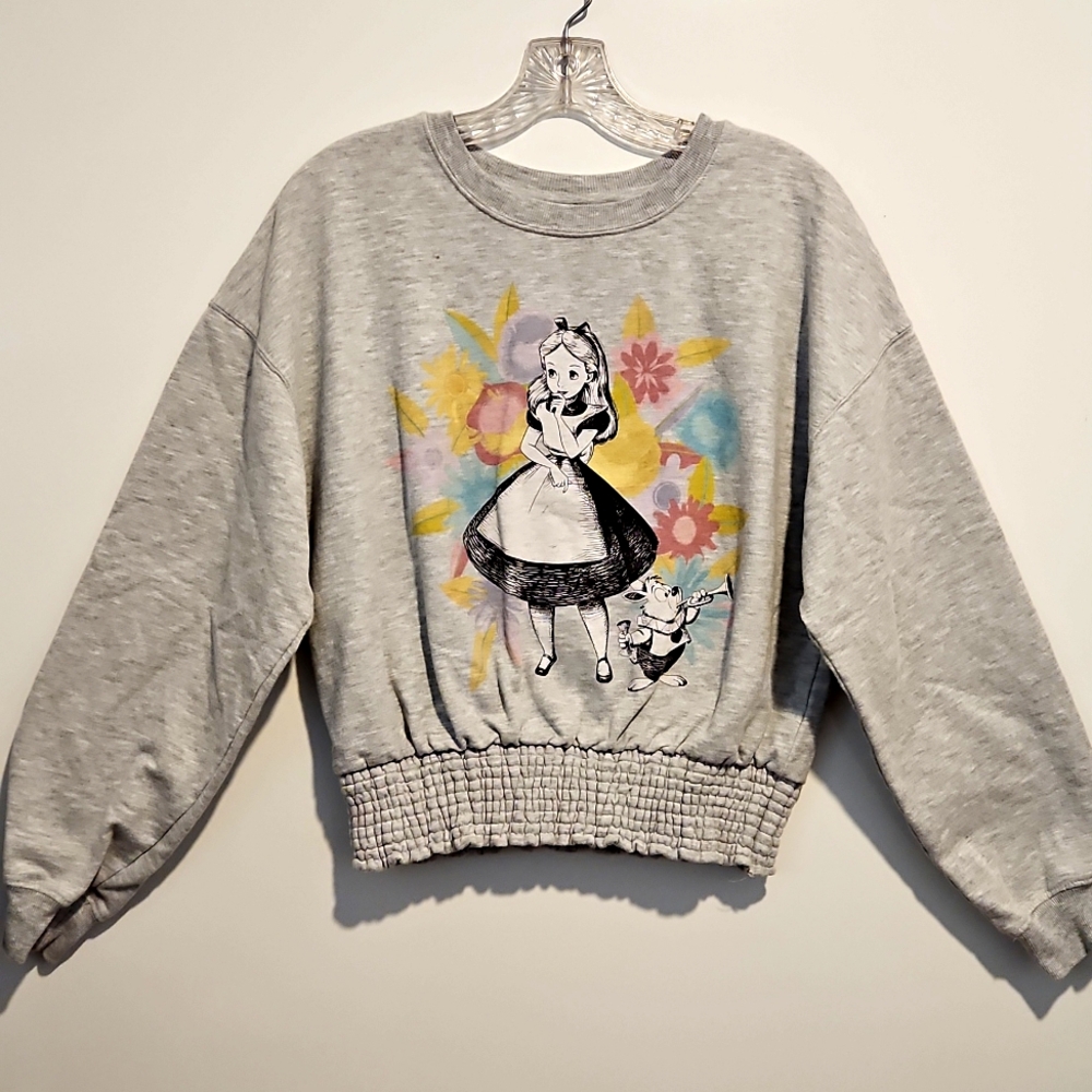 Disney's Alice in Wonderland gray long sleeve cropped sweatshirt XL